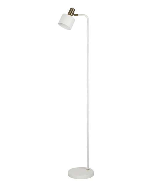Floor ES Matt White Cylinder W/Ant Brass Highlight OD 120mm (Shade) Adjustable Head
