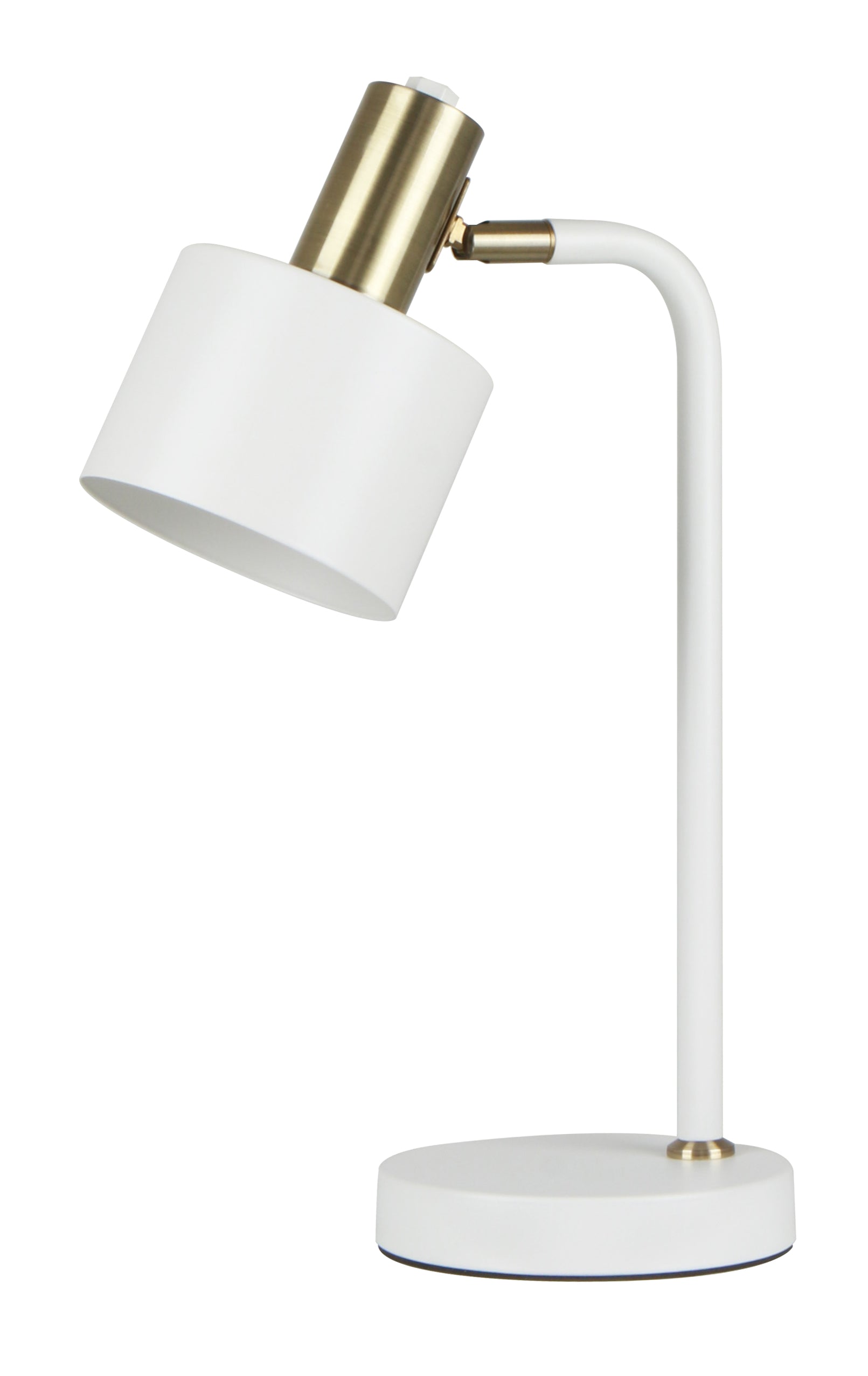Table ES Matt White Cylinder W/Ant Brass Highlight OD 120mm (Shade) Adjustable Head