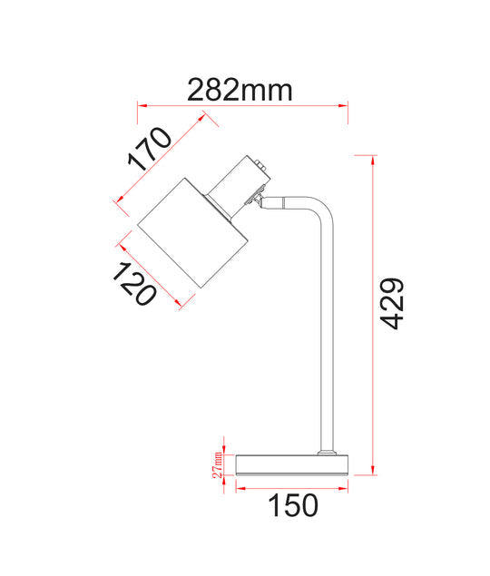 Table ES Matt White Cylinder W/Ant Brass Highlight OD 120mm (Shade) Adjustable Head
