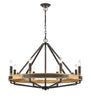 Pendant SESx8 Medium OD 862mm Candelabra Natural Wood & Oil Rubbed Bronze Hardware