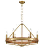 Pendant SESx6 Small OD 662mm Candelabra Medium Oak Wood & Satin Brass Hardware