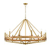 Pendant SESx12 Large OD 1212mm Candelabra Medium Oak Wood & Satin Brass Hardware