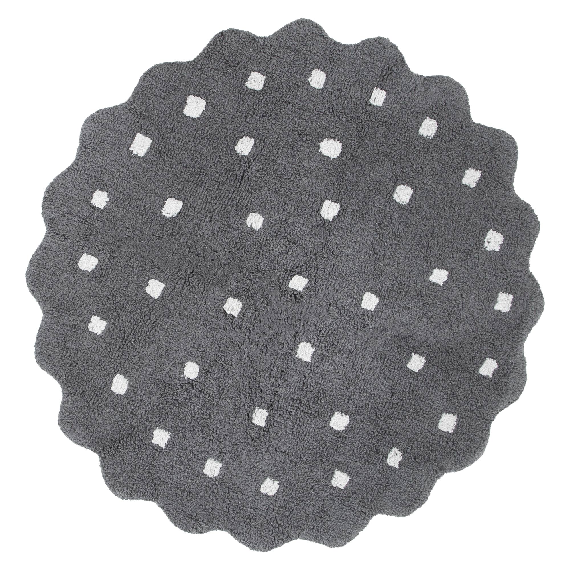 Meldon Round Scalloped Kids Rug Grey