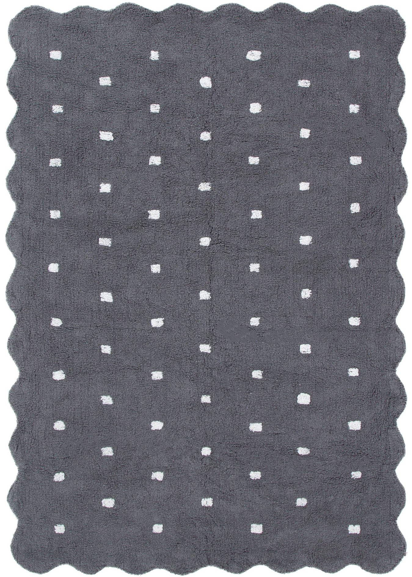 Meldon Rectangle Scalloped Kids Rug Grey