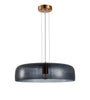 Pendant ES 40W Dome Smokey Black Glass W/Brass Highlight OD 420mm