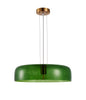 Pendant ES 40W Dome Green Glass W/Brass Highlight OD 420mm