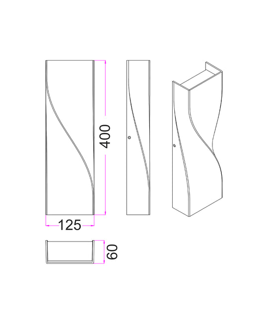 Wall S/M Up/Dn Large 20W LED Tri 1242 Lm IP65 Twist White Alt Beam