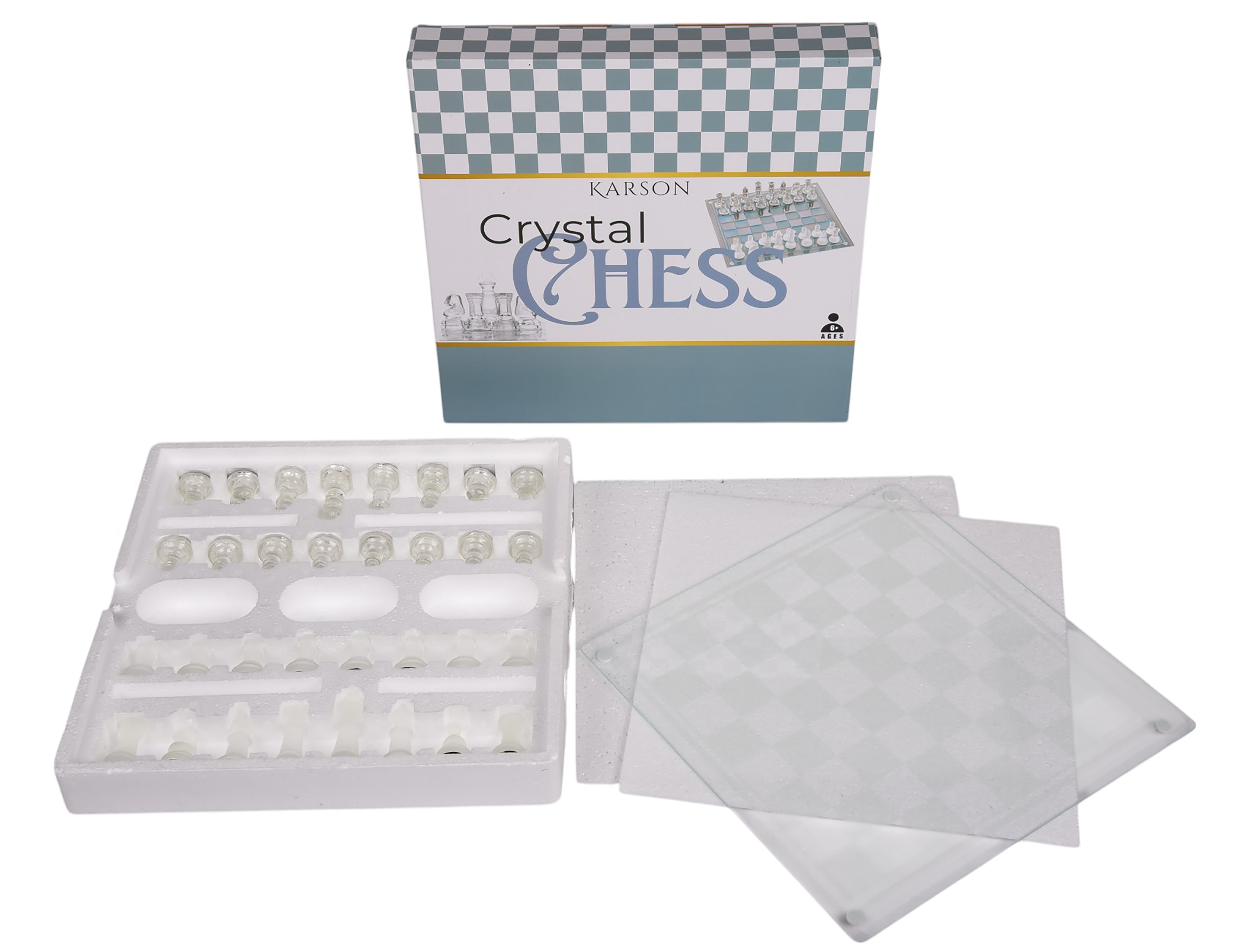 Glass Chess Set 38cm