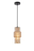 Pendant ES Amber Glass Dbl Cylinder Ribbed W/Segments OD 130mm