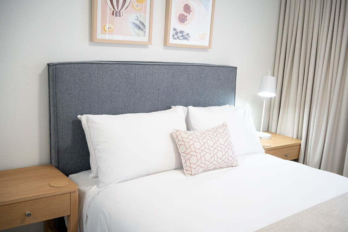 Harvey Upholstered Queen Bedhead - Blue Grey
