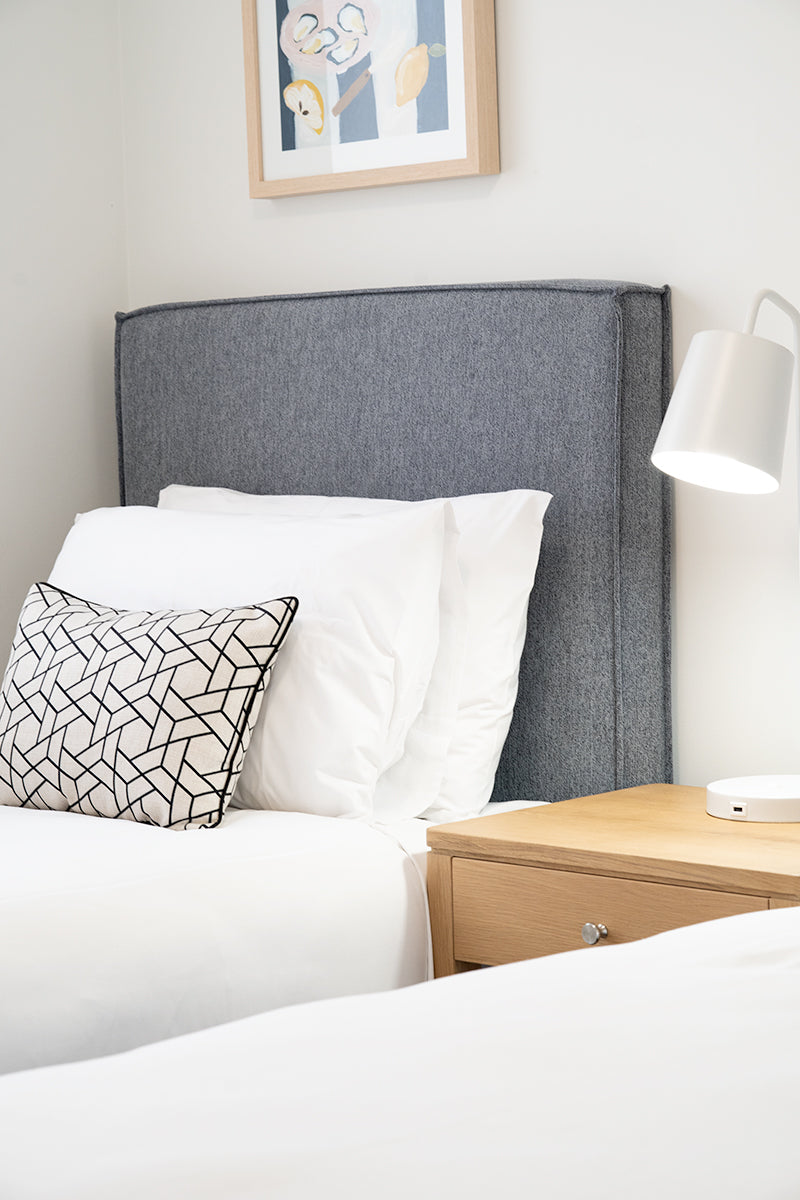 Harvey Upholstered Single Bedhead - Blue Grey