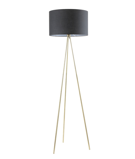 Floor ES Drum Black Shade W/Ant Brass Tripod OD 490mm (Shade) H1590mm