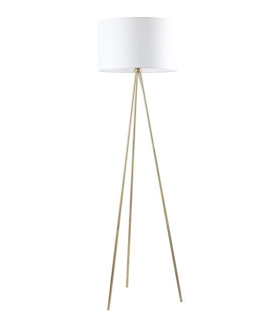 Floor ES Drum White Shade W/Ant Brass Tripod OD 490mm (Shade) H1590mm