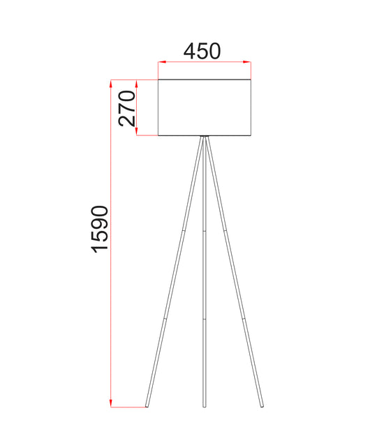 Floor ES Drum White Shade W/Ant Brass Tripod OD 490mm (Shade) H1590mm