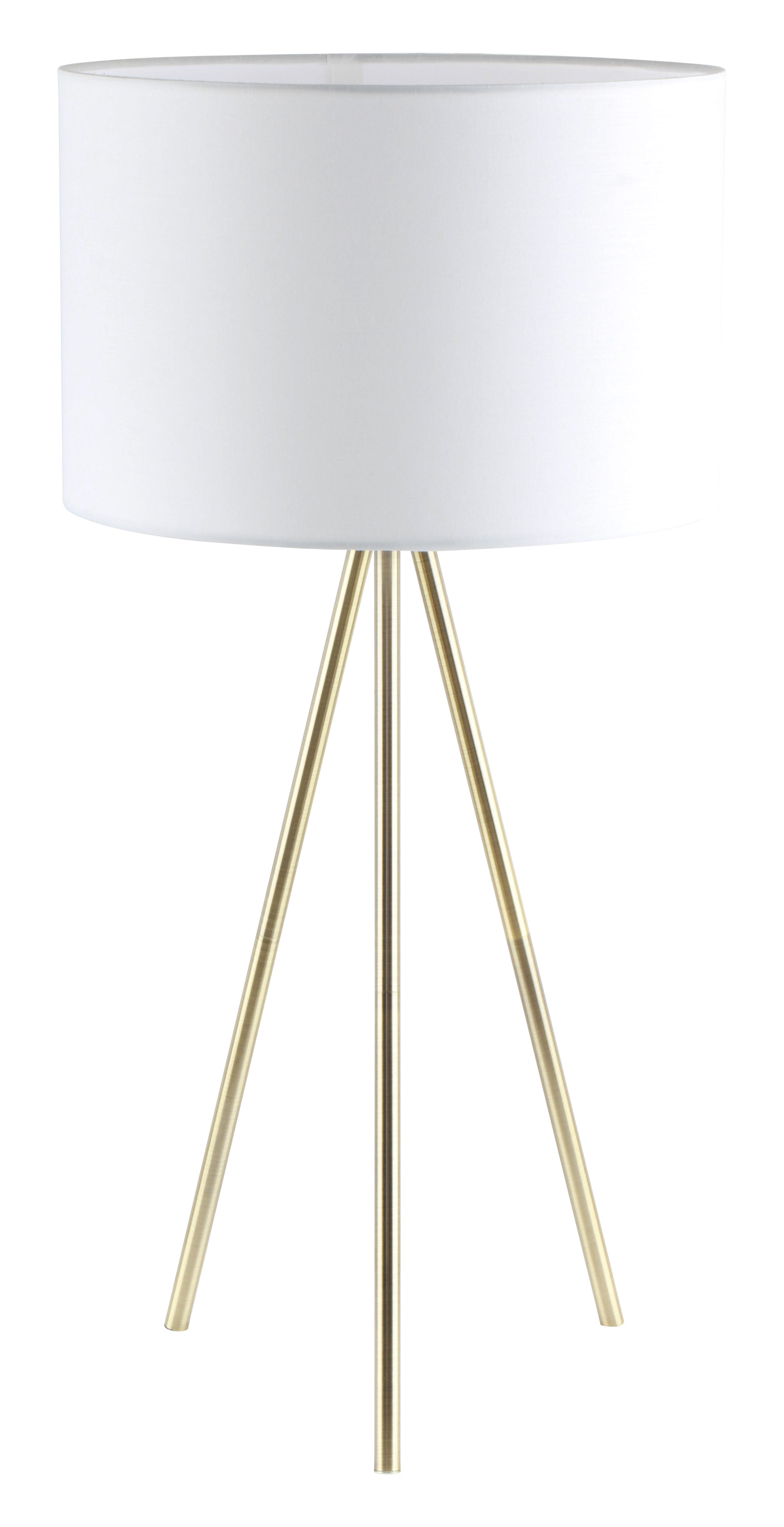 Table ES Drum White Shade W/Ant Brass Tripod OD 290mm (Shade) H590mm