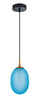 Pendant SES 10W Blue Ellipse Glass Segmented W/Brass Highlight Enclosed OD 150mm