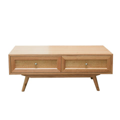 Kieve Coffee Table 2 Drawer With Natural Cane
