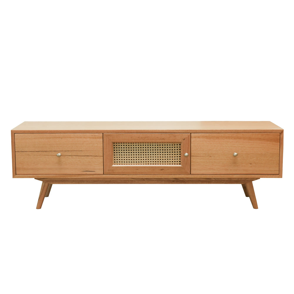 Kiama TV Unit Single Door With Natural Cane & 2 Drawer 1.6m