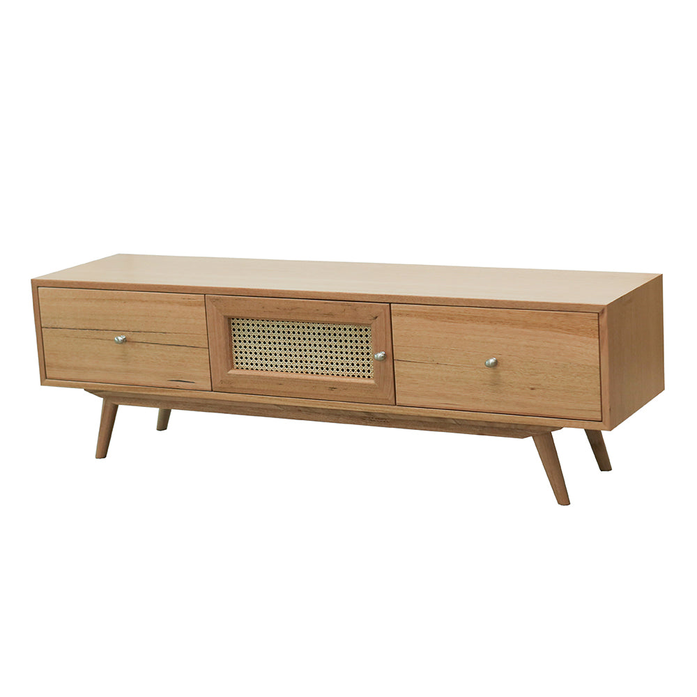 Kiama TV Unit Single Door With Natural Cane & 2 Drawer 1.6m