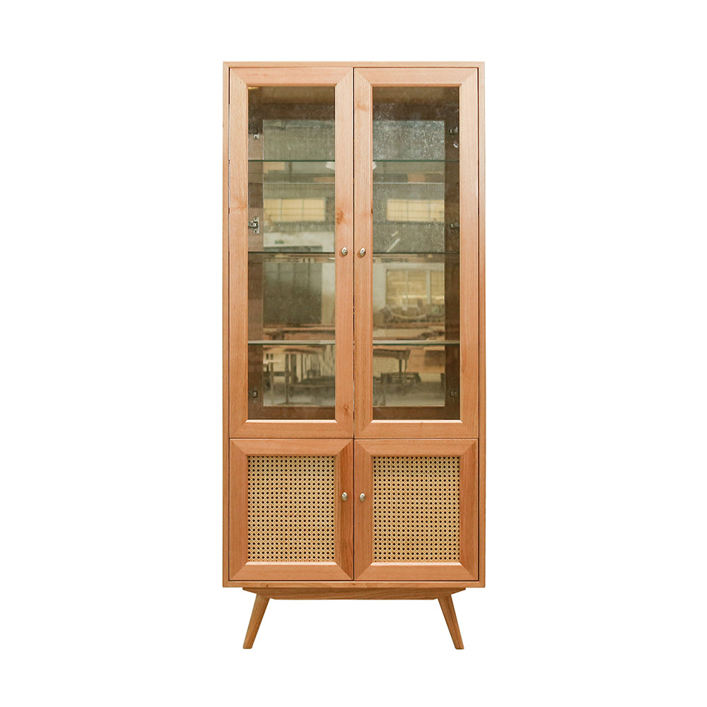Kiama Display Cabinet 2 Glass Doors & 2 Doors With Natural Cane