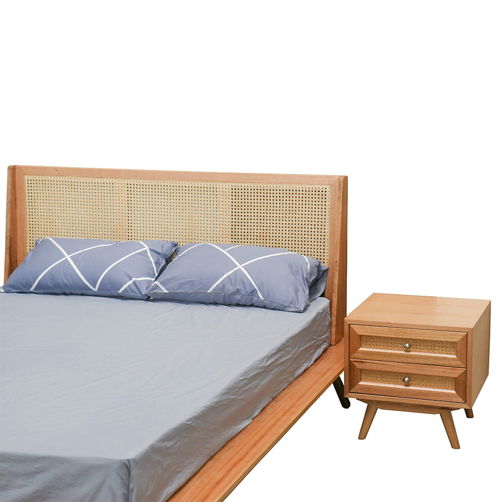 Kiama Queen Bed With Natural Cane