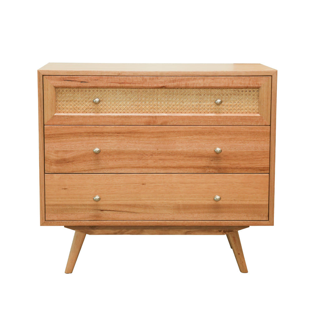Kiama Tallboy 3 Drawer With Natural Cane