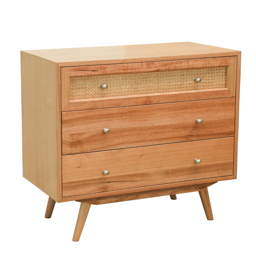 Kiama Tallboy 3 Drawer With Natural Cane