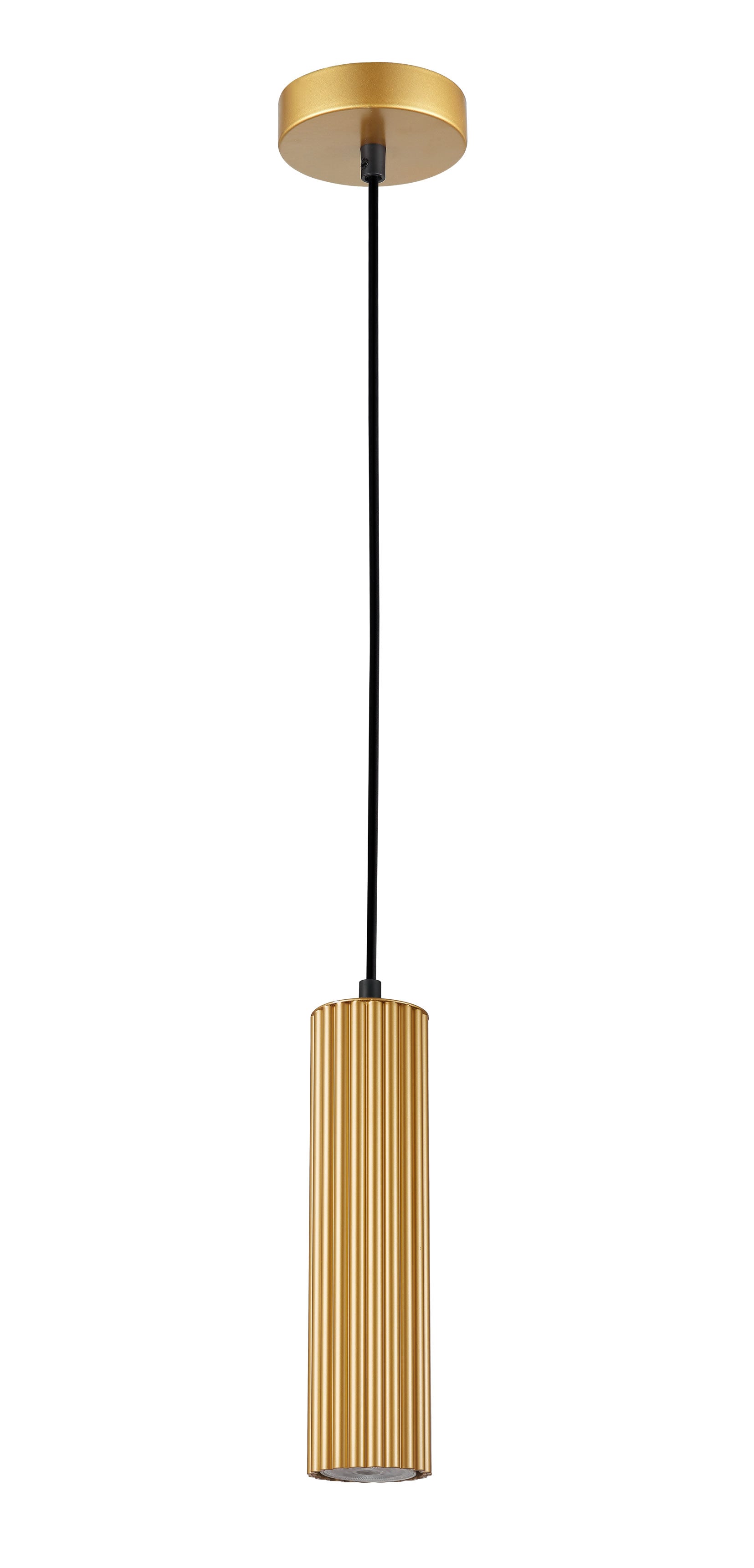 Pendant GU10 10W Gold Aluminium Ribbed Cylinder OD 65mm