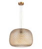 Pendant ES 40W Amber Glass W/Segments Brass Highlight Dome OD 400mm