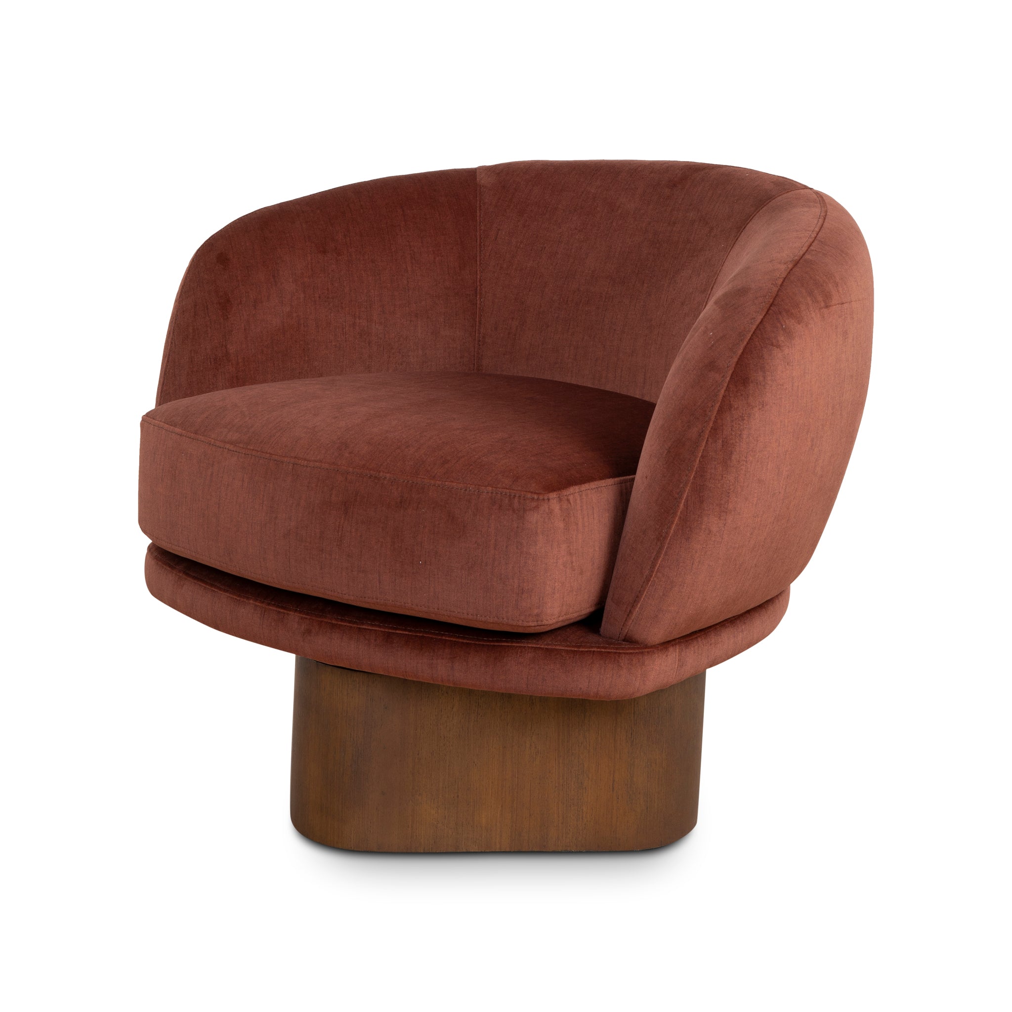 Odin Fabric Swivel Armchair - Red Bronze