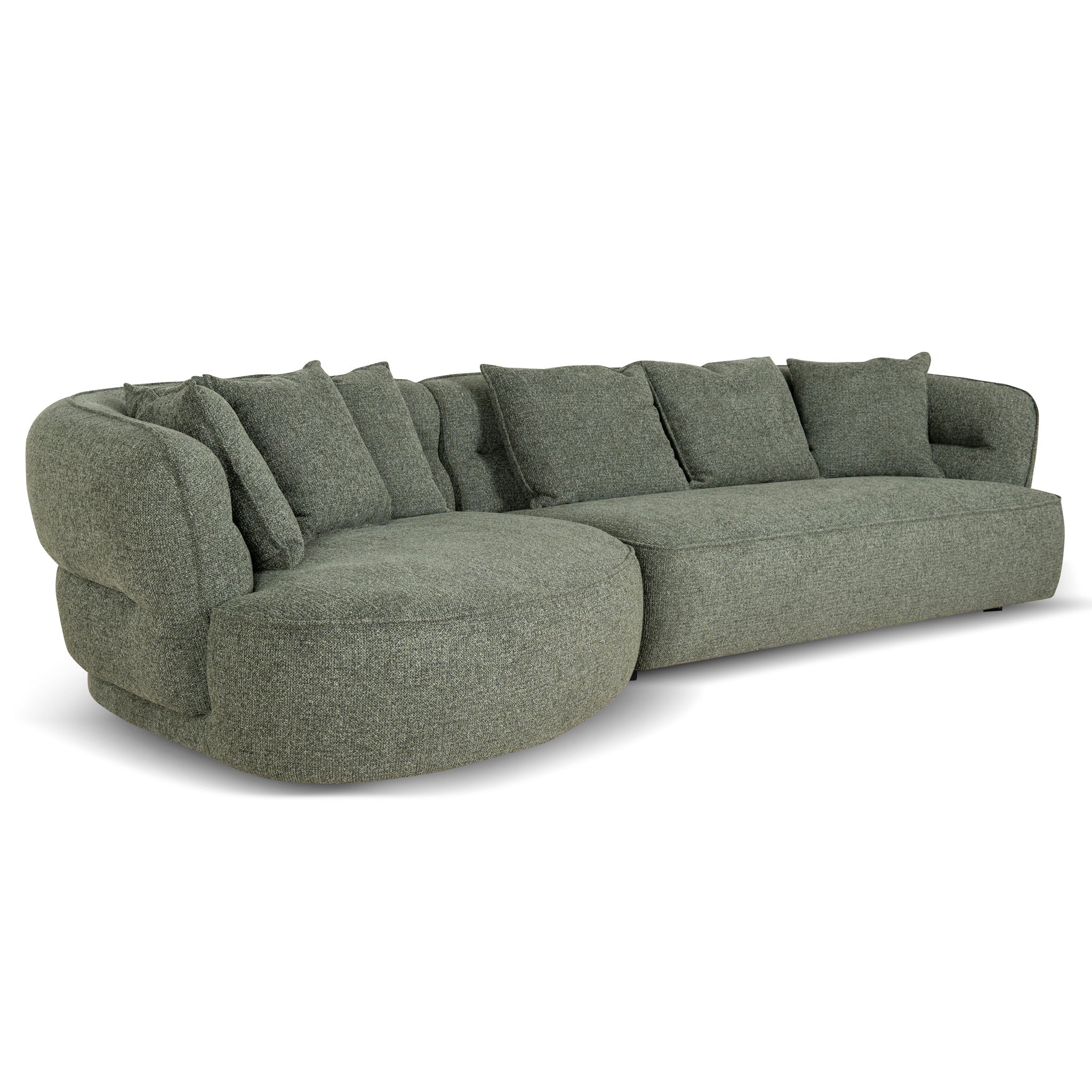 Rowe Left Chaise Sofa - Coral Dark Green