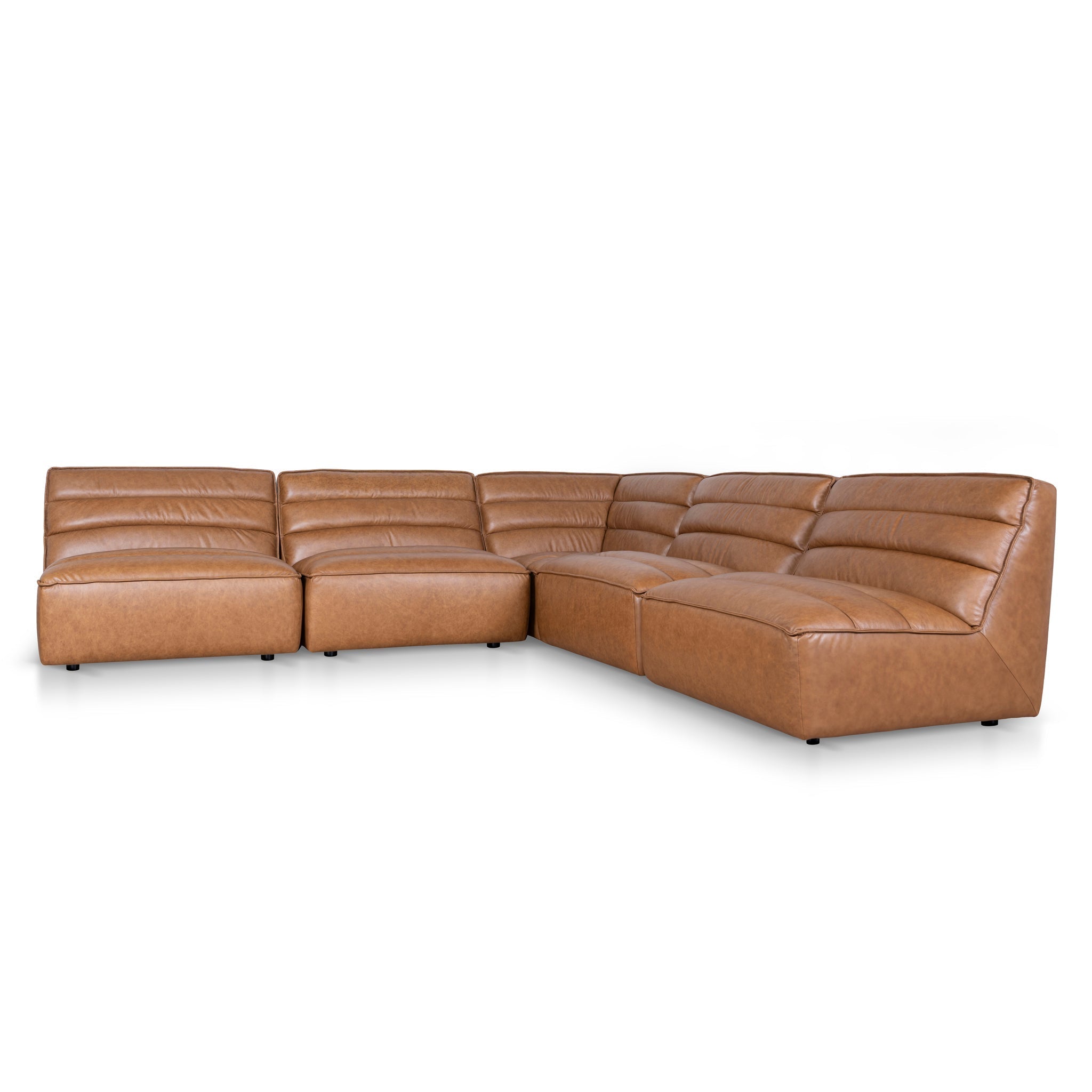 Monaco Modular Leather Corner Sofa - Amber Brown