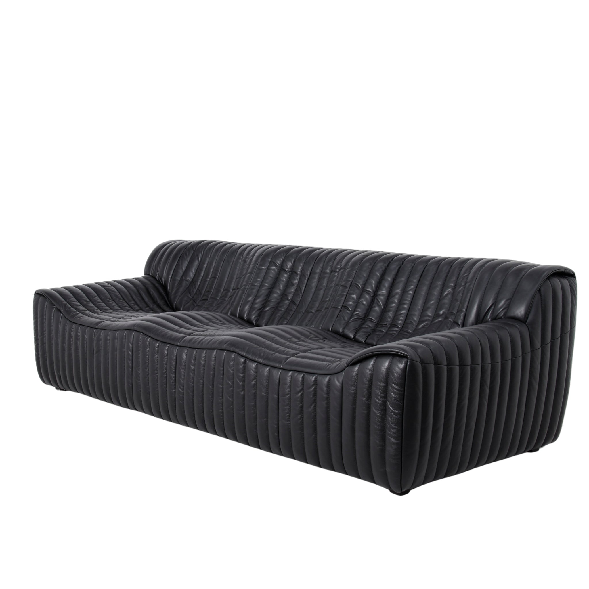 Duvina 3 Seater Sofa - Black Leather