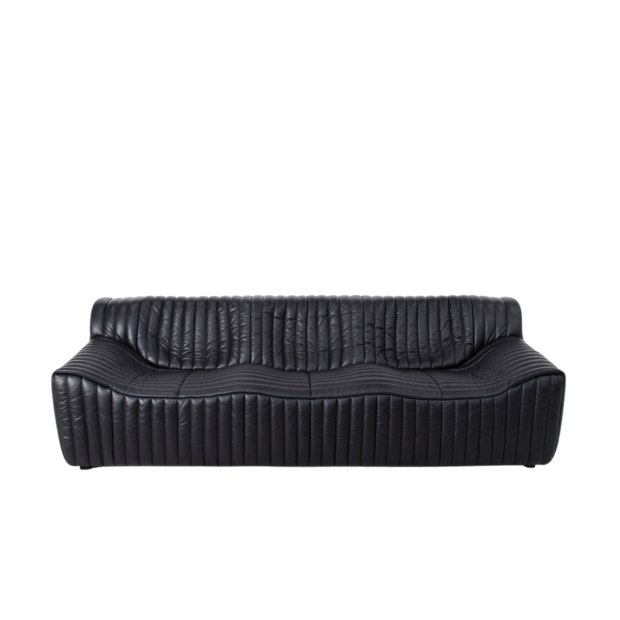 Duvina 3 Seater Sofa - Black Leather