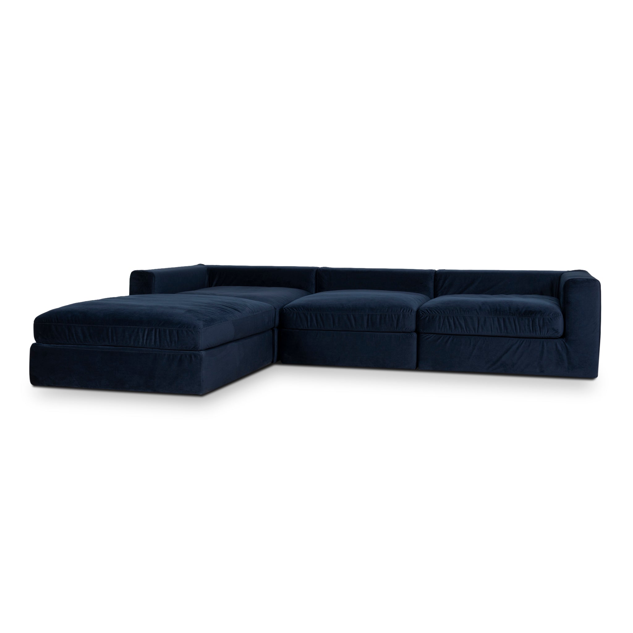 Daniyal 3 Seater Chaise Sofa - Navy Blue