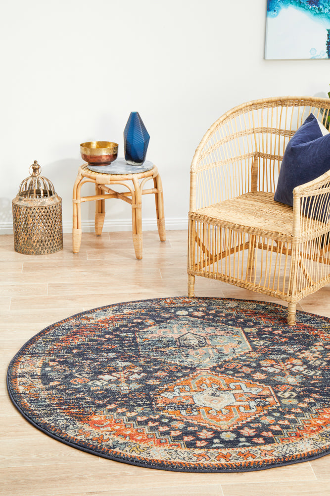 Larkin 854 Navy Round Rug