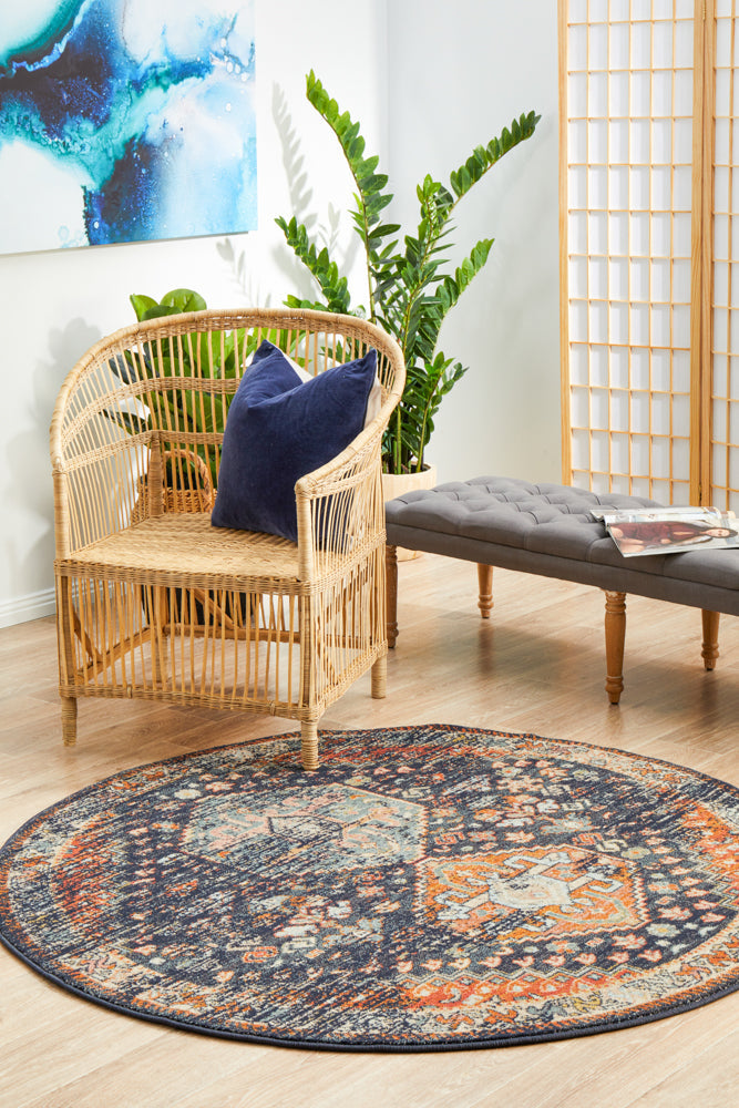 Larkin 854 Navy Round Rug