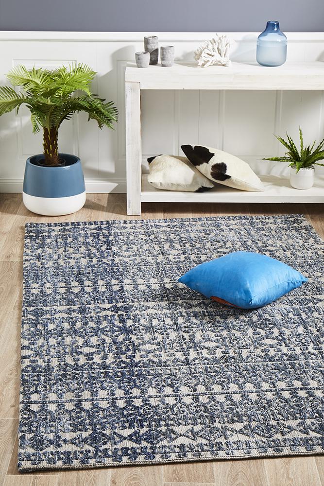 Lavina Tara Navy Grey Rug