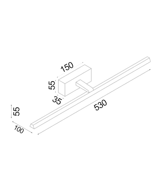 Wall Int S/M 12W Linear Ant Brass Tri Dim Fr Diffuser L530 mm 1150Lm