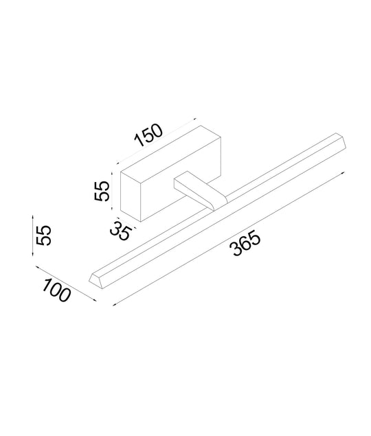 Wall Int S/M 8W Linear Ant Brass Tri Dim Fr Diffuser L365 mm 762Lm