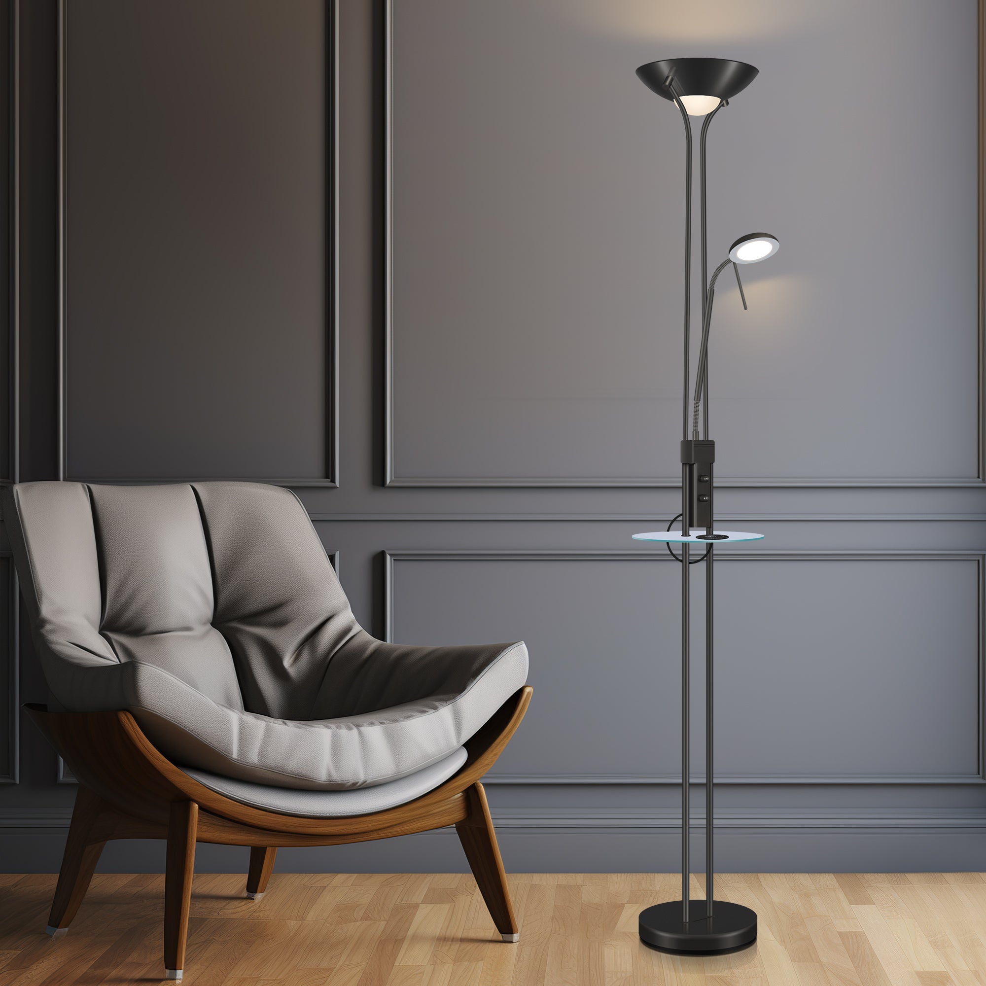 Seed USB LED Mother & Child Floor Lamp - Black