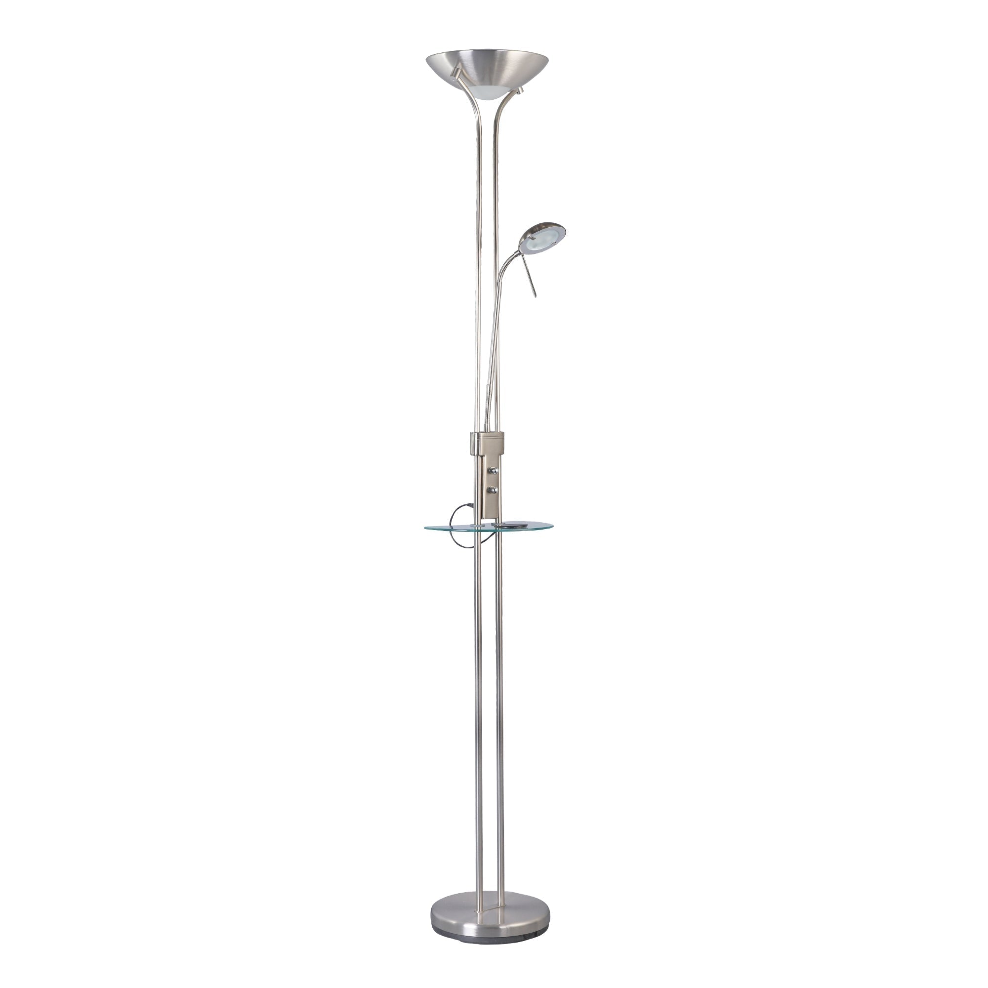 Seed USB LED Mother & Child Floor Lamp - Satin Chrome