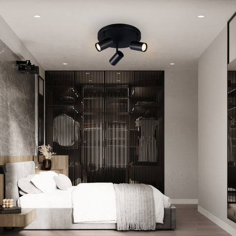 Brianna 3 Light Round Spot Light - Black