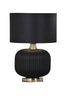 Table ES Black Drum Shade & Black Ceramic Base W/Ant Brass Highlight OD (Shade ) 330mm