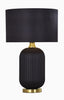 Table ES Black Drum Shade Lrg & Black Ceramic Base W/Ant Brass Highlight OD (Shade ) 410mm