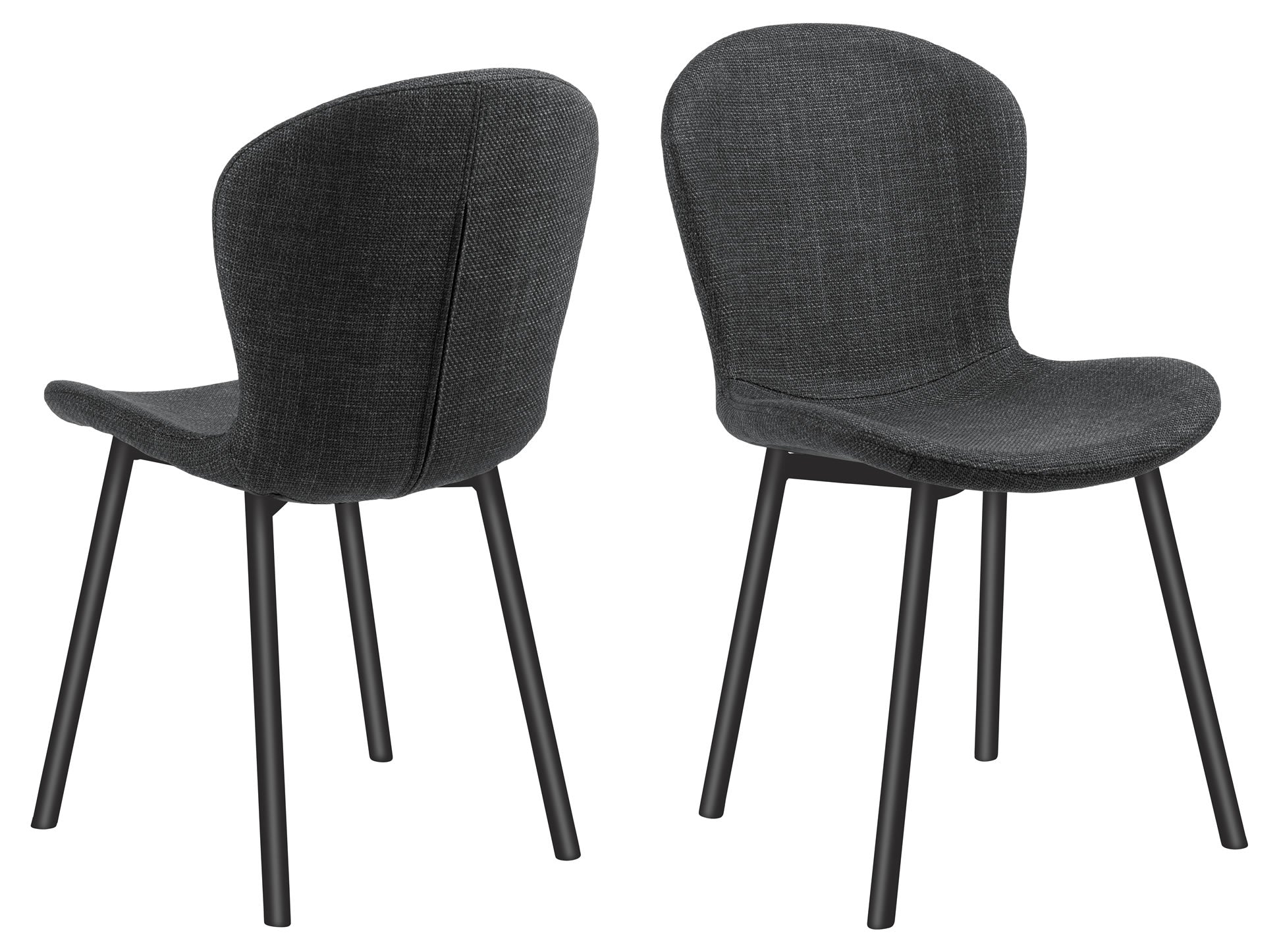 Marquise Chair Black Powdercoated Steel Legs - Charcoal Fabric
