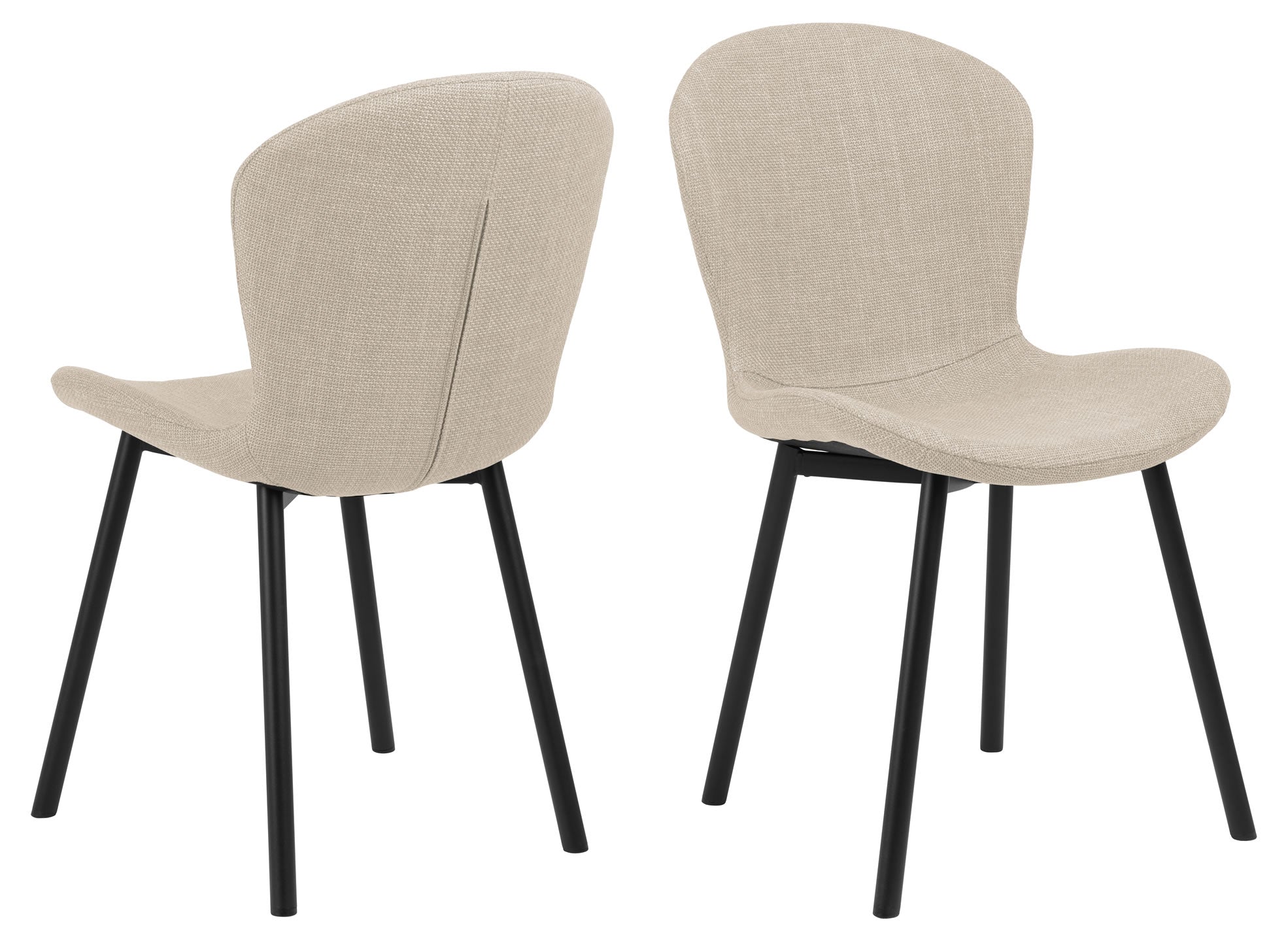 Marquise Chair Black Powdercoated Steel Legs - Ivory Fabric