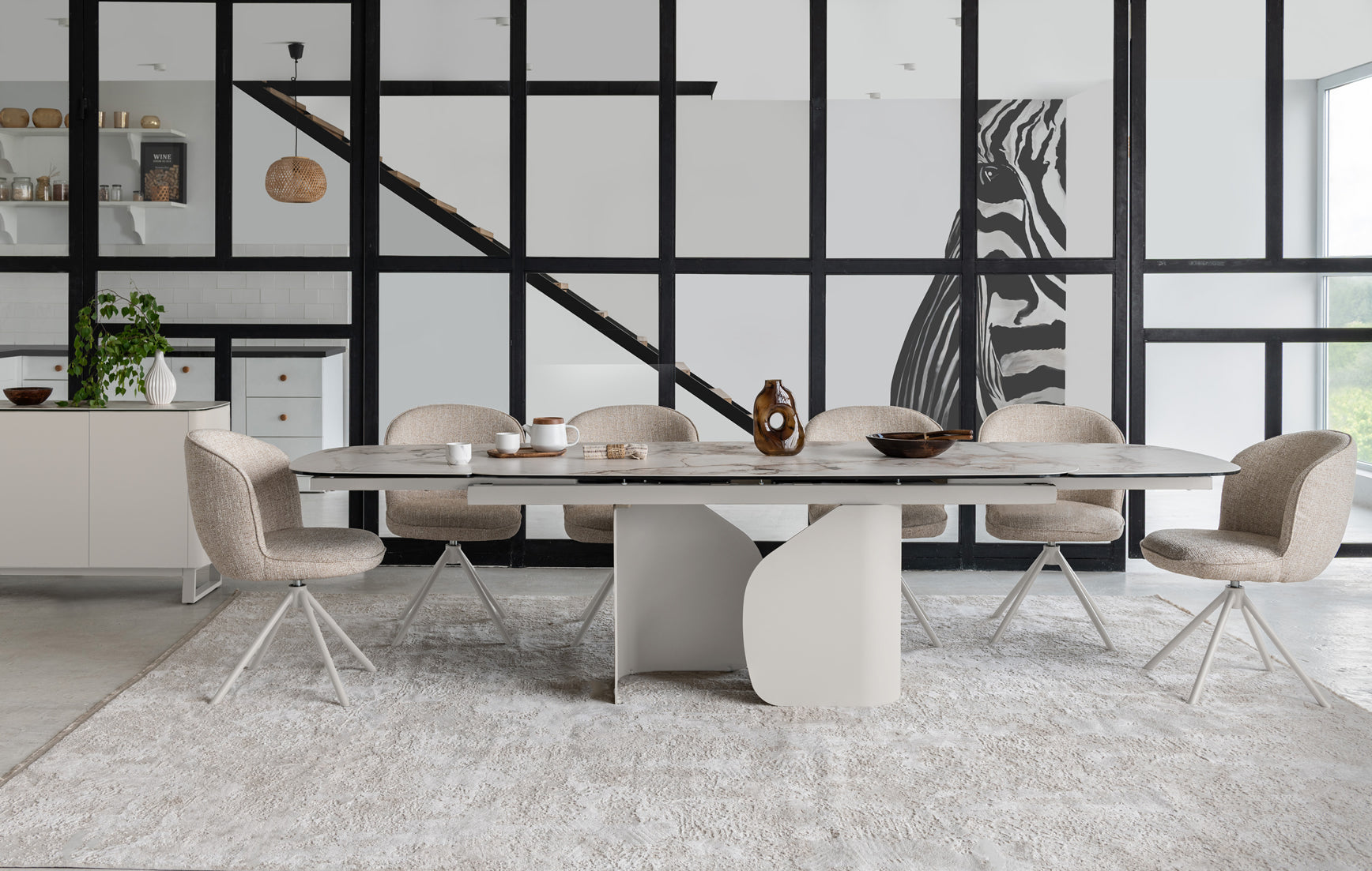 Messina Extension Dining Table Milan - White Marble