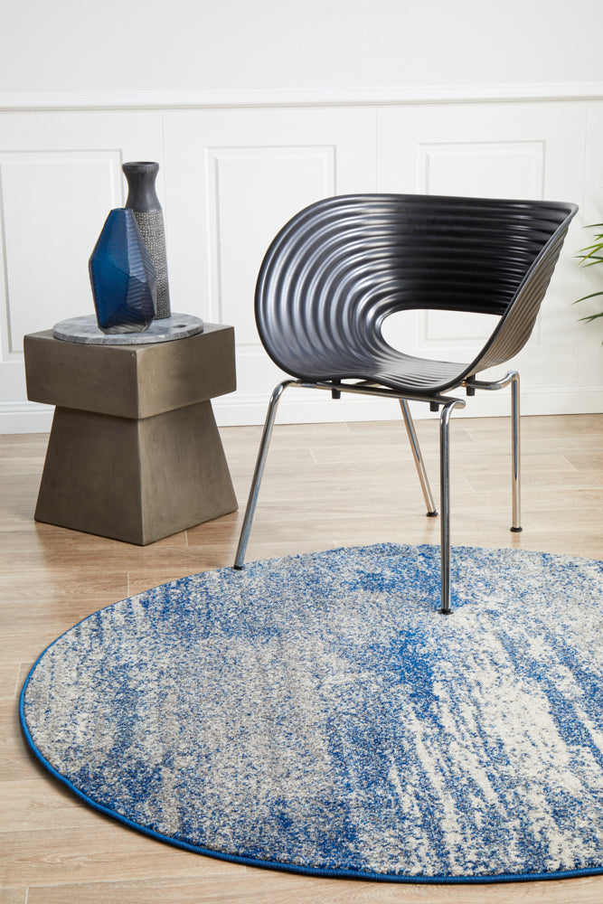 Martell Casandra Dunescape Modern Blue Grey Round Rug