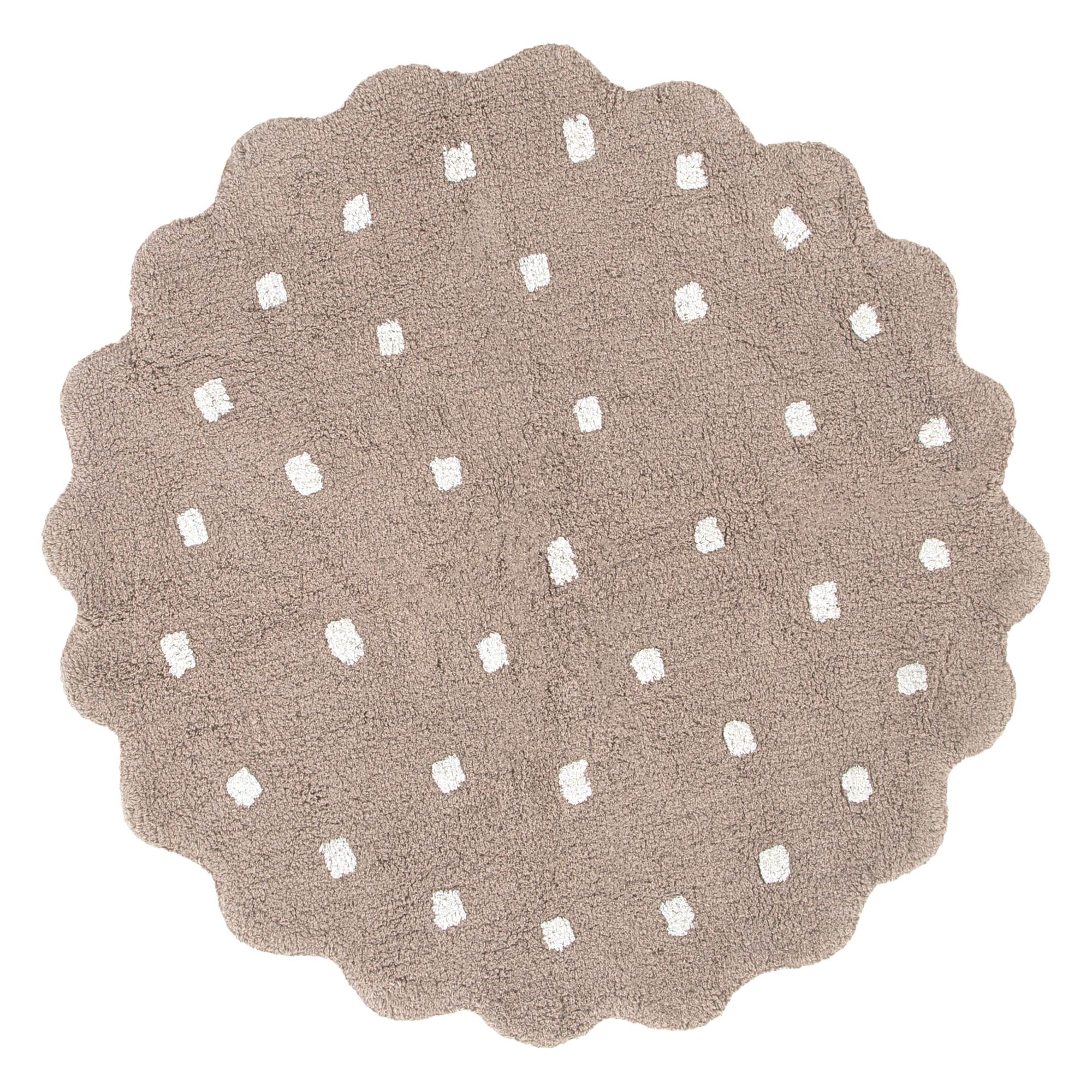 Meldon Round Scalloped Kids Rug Mushroom Beige